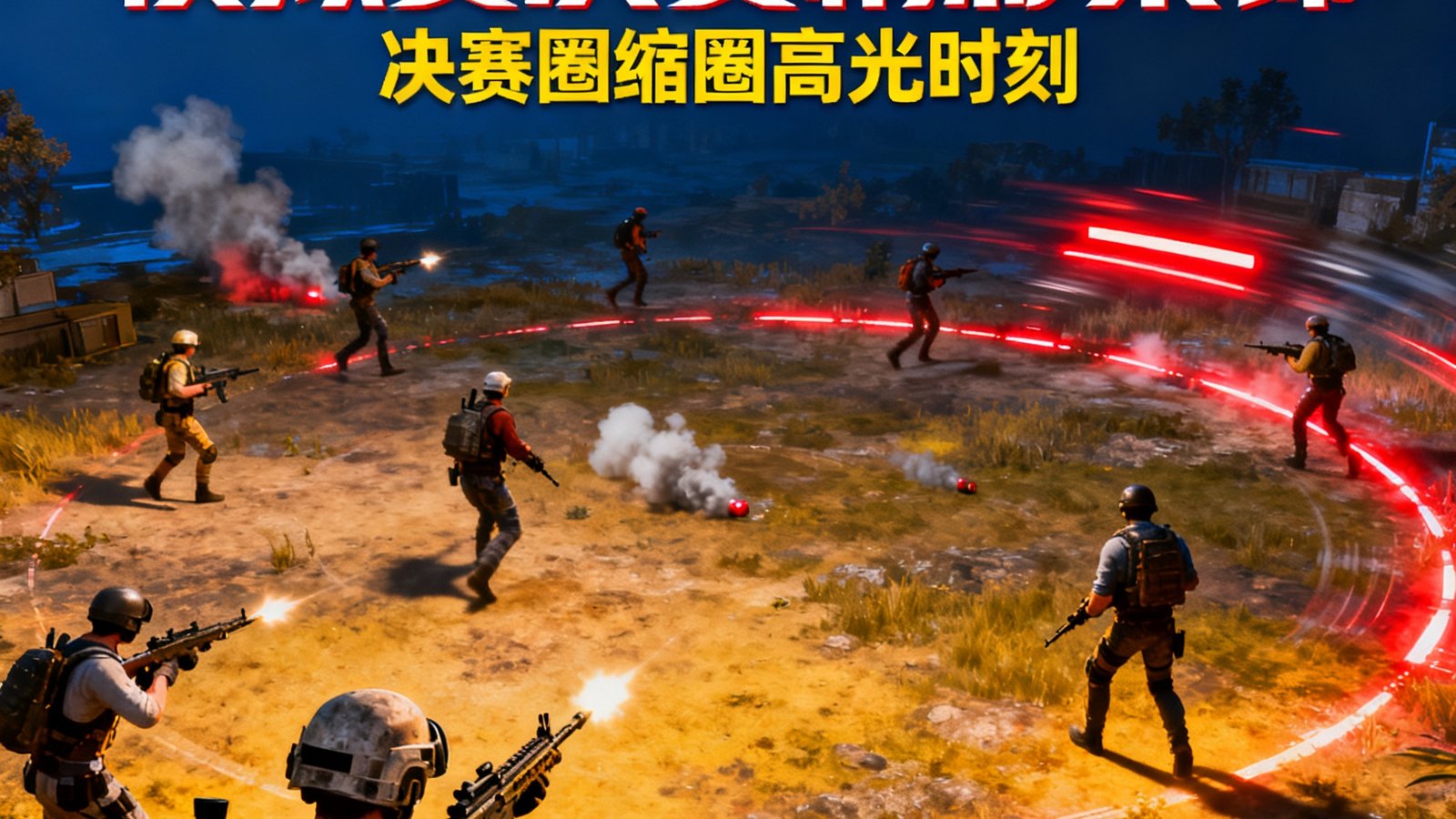 和平精英PEL赛制模拟赛决赛精彩集锦封面，展示决赛圈地图缩圈瞬间的紧张画面